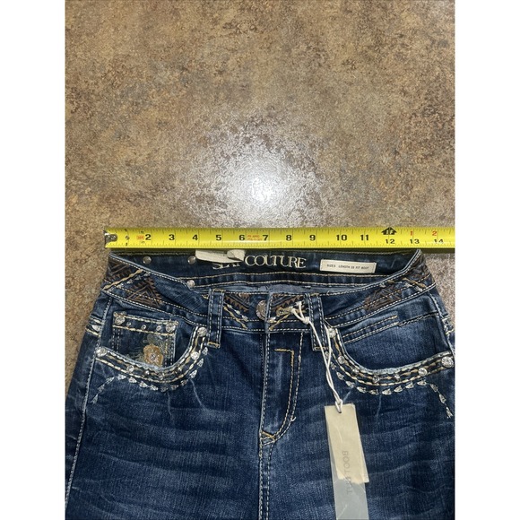 Sexy Couture Jeans Size 26 X 33 Inseam Bootcut Western Flare Stones NWT Miss Me - Picture 6 of 9